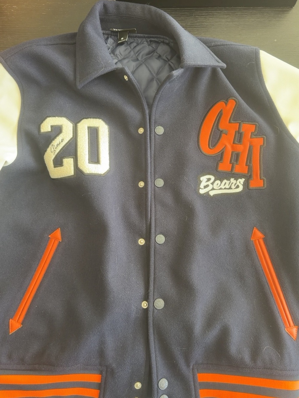 NFL Navy, White & Orange CHI Bears Varsity Jacket